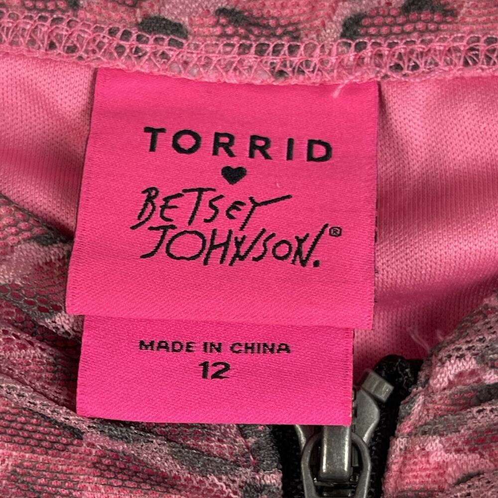 Torrid Betsey Johnson Skater Dress Womens 12‎ Black Pink Mesh Tulle Leopard NEW - Picture 6 of 16